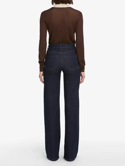 Frame Le Pixie Slim Palazzo Patch Pocket High Waist Wide Leg Jeans In Blue