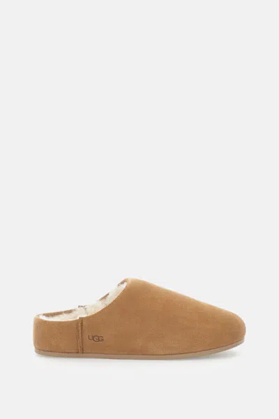 Ugg Slip-on Sandals With Smooth Suede Exterior In Brown