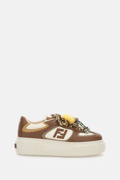 Fendi Sneakers Chunky Sole Contrast Panels In Brown