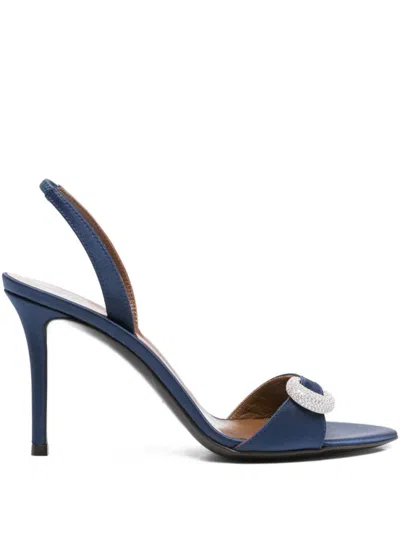 Giuseppe Zanotti Satin Heel Sandals Embellished Buckle In Blue