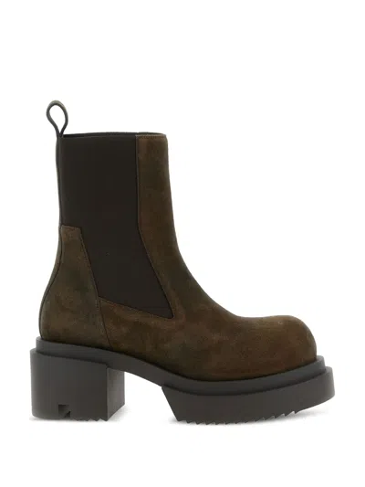 Rick Owens Platform Boots With Elastic Strap In Brown