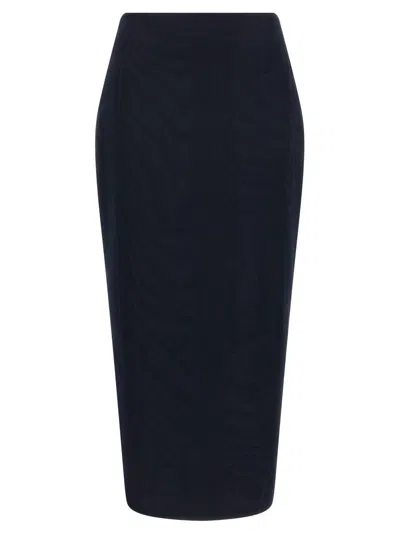 Blazé Milano Blaze Milano Maine Sussex Longuette Wool Midi Skirt In Blue