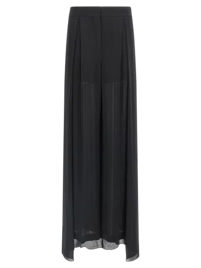 Alberta Ferretti High-waisted Silk Georgette Palazzo Pants With Asymmetrical Back Panel In Black