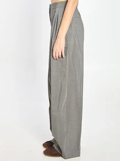 Jacquemus Curvo High-rise Cotton-blend Straight-leg Pants In Gray