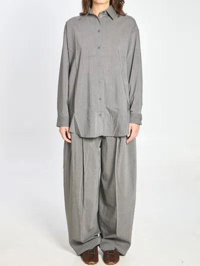 Jacquemus Curvo High-rise Cotton-blend Straight-leg Pants In Gray