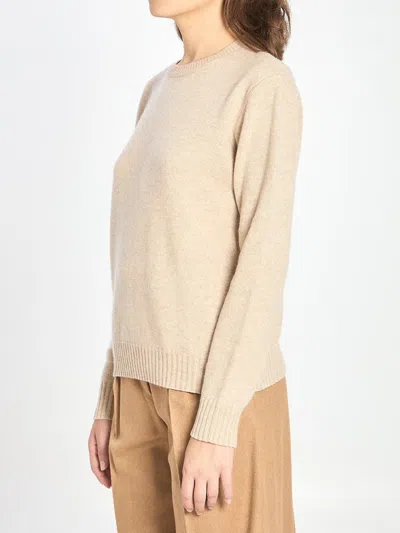 Max Mara Crew Neck Sweater In Cashmere In Neutral