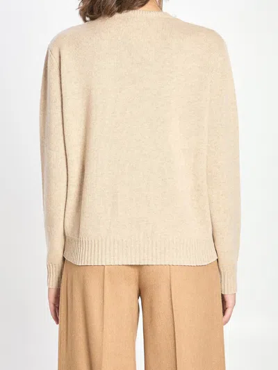 Max Mara Crew Neck Sweater In Cashmere In Neutral