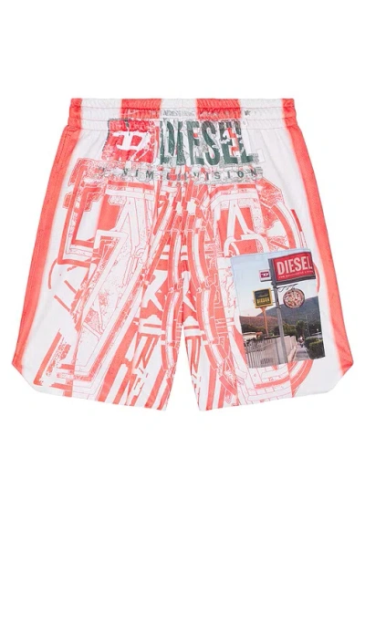 Diesel Striped Shorts With Photo Patches In Multi