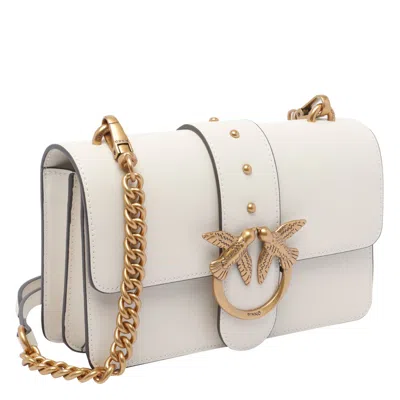 Pinko Love One Leather Crossbody Bag In White