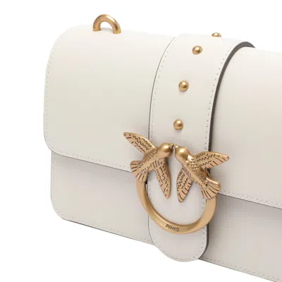 Pinko Love One Leather Crossbody Bag In White