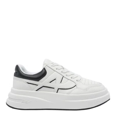 Ash Low Top Leather Sneakers With Platform Sole In White