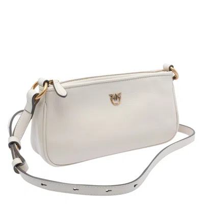 Pinko Mini Half Moon Baguette Crossbody Bag In White