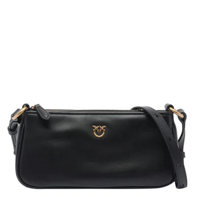 Pinko Leather Mini Baguette Bag In Black