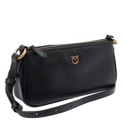 Pinko Leather Mini Baguette Bag In Black