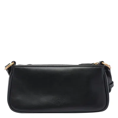 Pinko Leather Mini Baguette Bag In Black