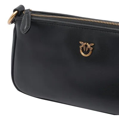 Pinko Leather Mini Baguette Bag In Black
