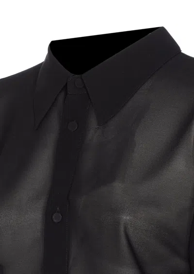 Mm6 Maison Margiela Sheer Fabric Button-down Shirt With Regular Collar In Black