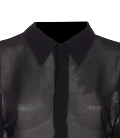 Mm6 Maison Margiela Sheer Fabric Button-down Shirt With Regular Collar In Black