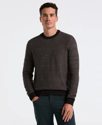Perry Ellis Men's Herringbone Crew Neck Sweater In Black