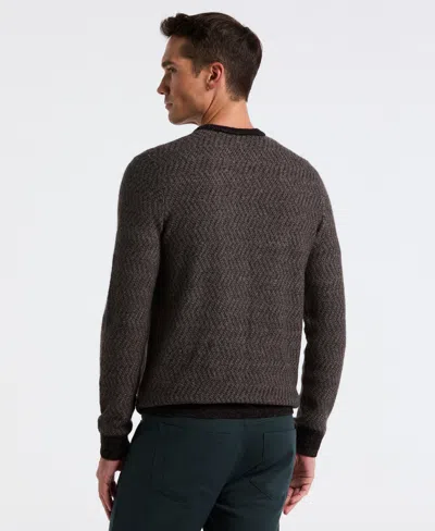 Perry Ellis Men's Herringbone Crew Neck Sweater In Black