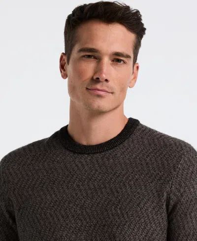 Perry Ellis Men's Herringbone Crew Neck Sweater In Black