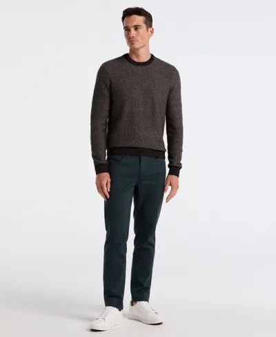 Perry Ellis Men's Herringbone Crew Neck Sweater In Black