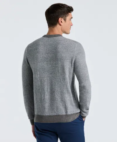 Perry Ellis Men's Herringbone Crew Neck Sweater In Gray