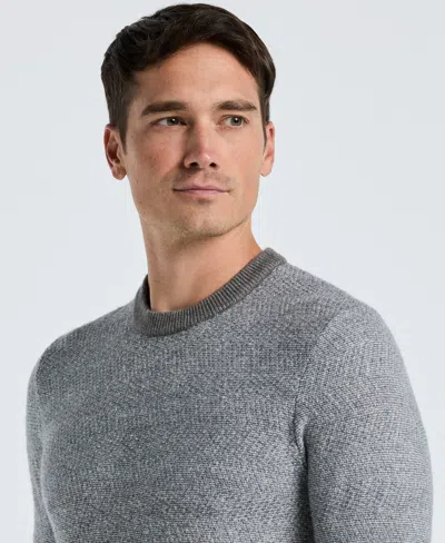 Perry Ellis Men's Herringbone Crew Neck Sweater In Gray