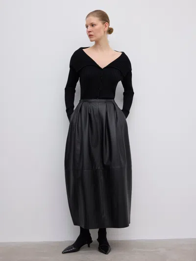 House Of Dagmar Ribbed Merino Cardigan In Black