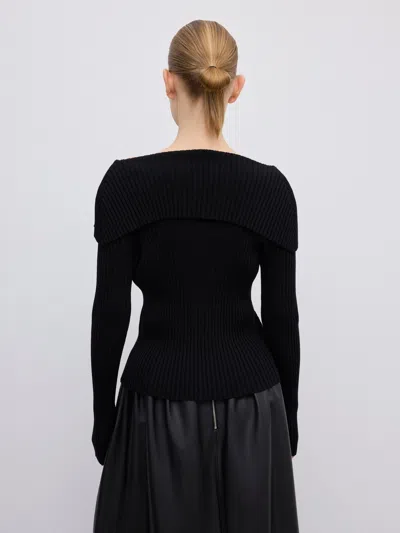 House Of Dagmar Ribbed Merino Cardigan In Black