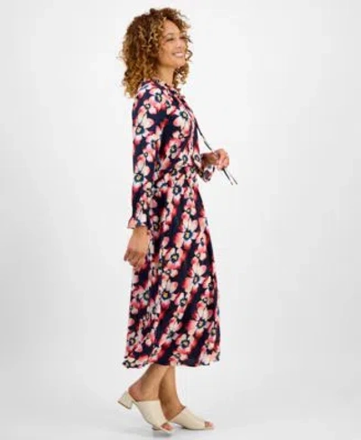 Jm Collection Womens Petunia Jaquard Blouse Pull On Skirt In Blue