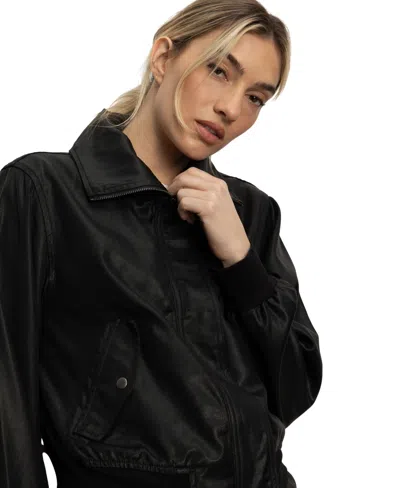 Sanctuary Women's Coated Twill Bomber Jacket In Black