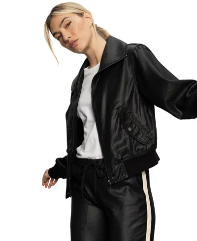 Sanctuary Women's Coated Twill Bomber Jacket In Black