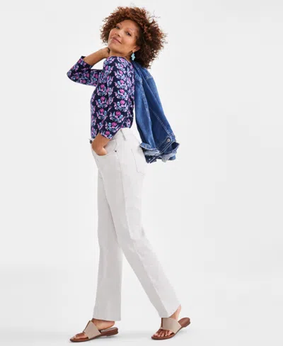 Style & Co Petite High Rise Natural Straight-leg Jeans, Created For Macy's In White