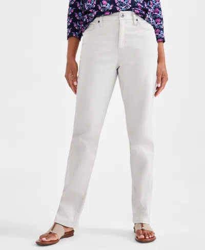 Style & Co Petite High Rise Natural Straight-leg Jeans, Created For Macy's In White