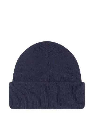 Les Deux Logo-embroidered Ribbed Beanie In Blue