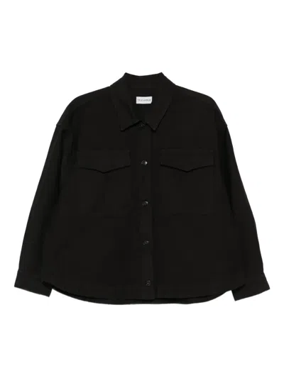 True Avenue Double-pocket Cotton Shirt Jacket In Black