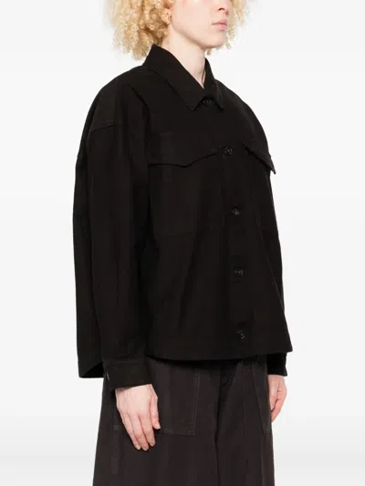 True Avenue Double-pocket Cotton Shirt Jacket In Black