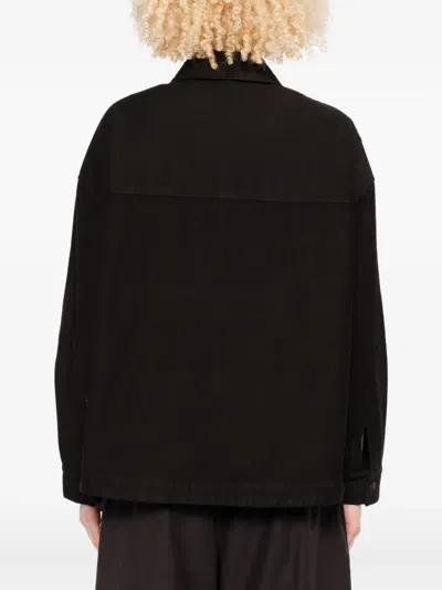 True Avenue Double-pocket Cotton Shirt Jacket In Black