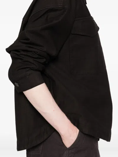 True Avenue Double-pocket Cotton Shirt Jacket In Black