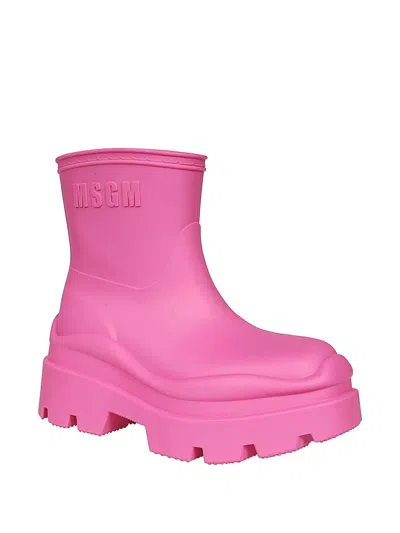 Msgm Platform Rain Boots In Pink