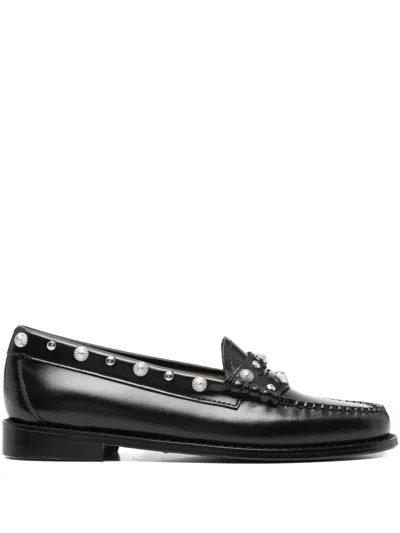 G.h. Bass & Co. Embellished Leather Loafers In Black
