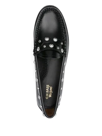 G.h. Bass & Co. Embellished Leather Loafers In Black