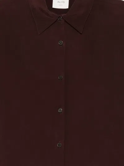 Alysi Button-front Cropped Shirt In Burgundy