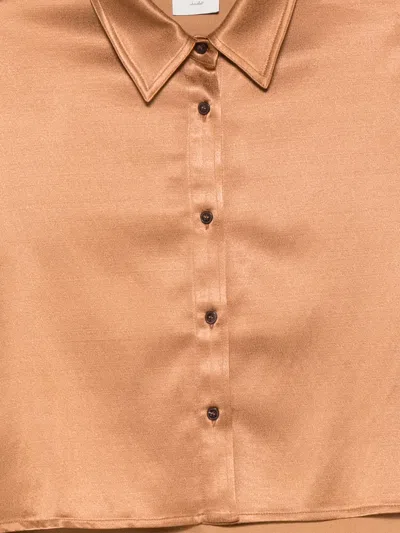 Alysi Long-sleeves Cropped Shirt In Brown
