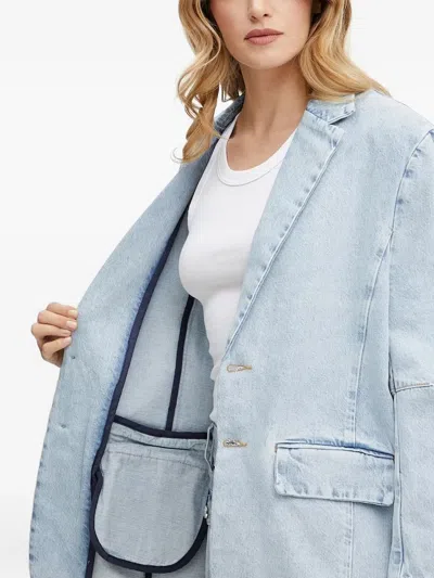 Liu •jo Three-button Denim Blazer In Blue