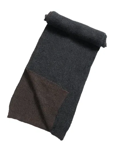 Uma Wang Ribbed-knit Two-tone Scarf In Brown