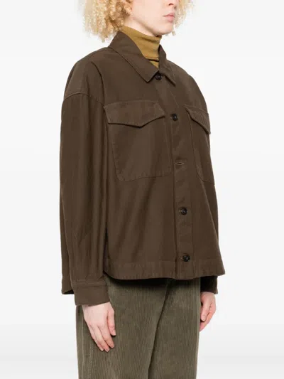 True Avenue Double-pocket Cotton Shirt Jacket In Brown