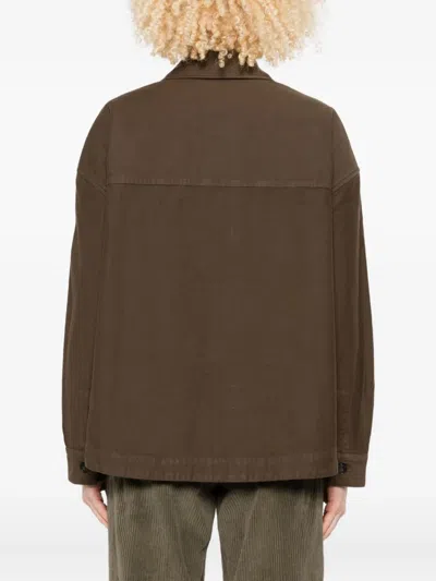 True Avenue Double-pocket Cotton Shirt Jacket In Brown