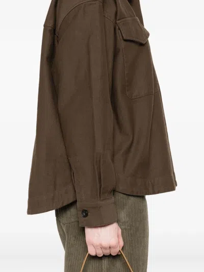 True Avenue Double-pocket Cotton Shirt Jacket In Brown